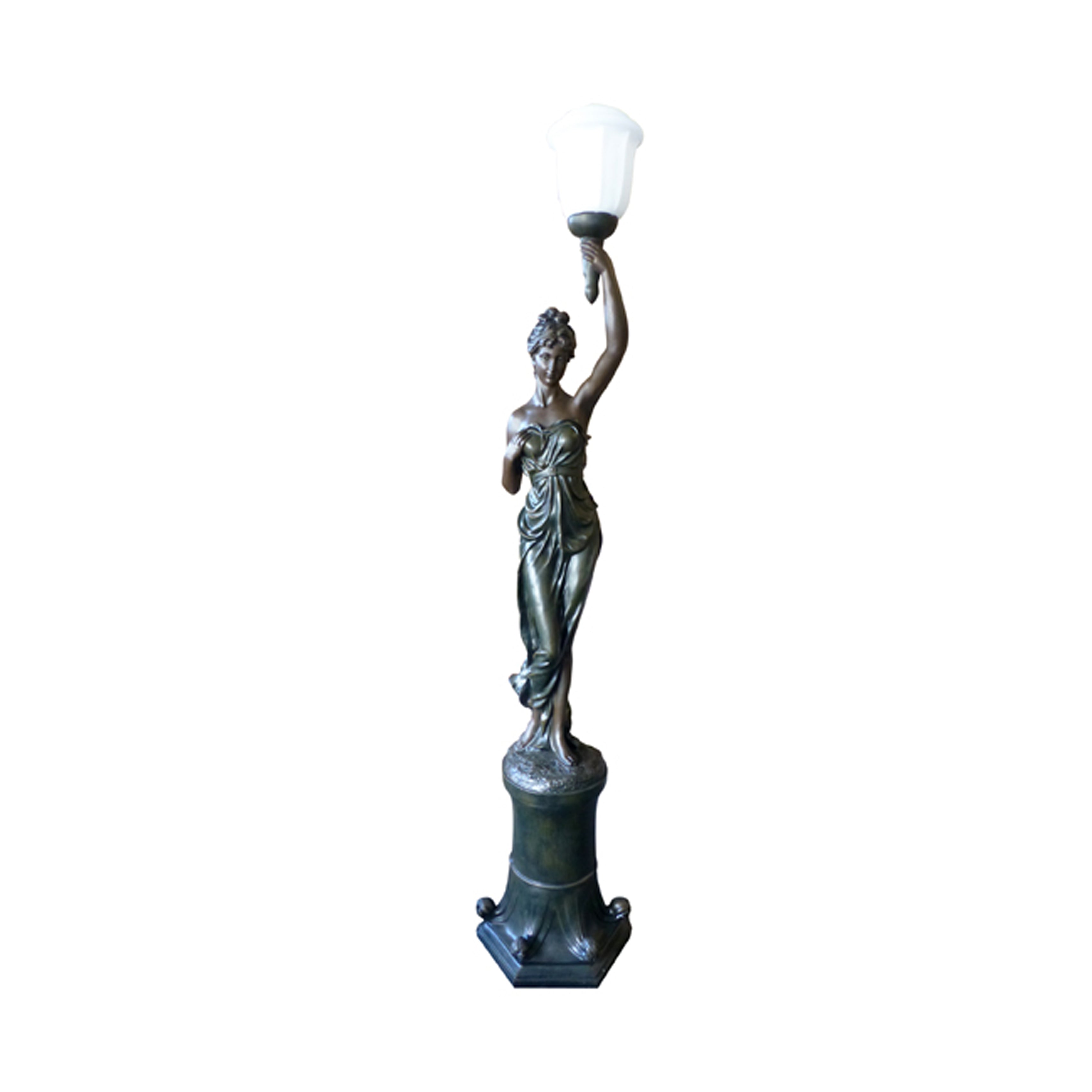 Art deco deals bronze lady lamp