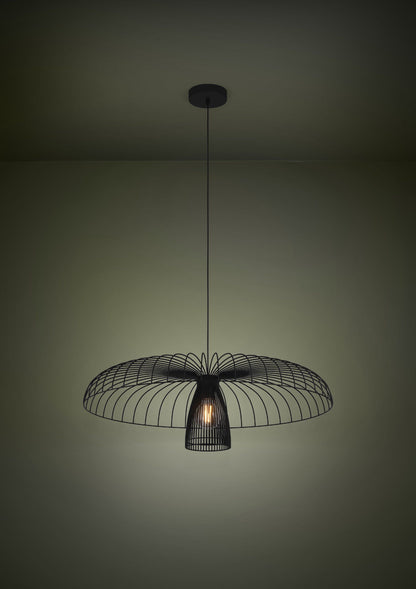 Champerico 77cm Black Mesh Cage Modern Industrial Pendant