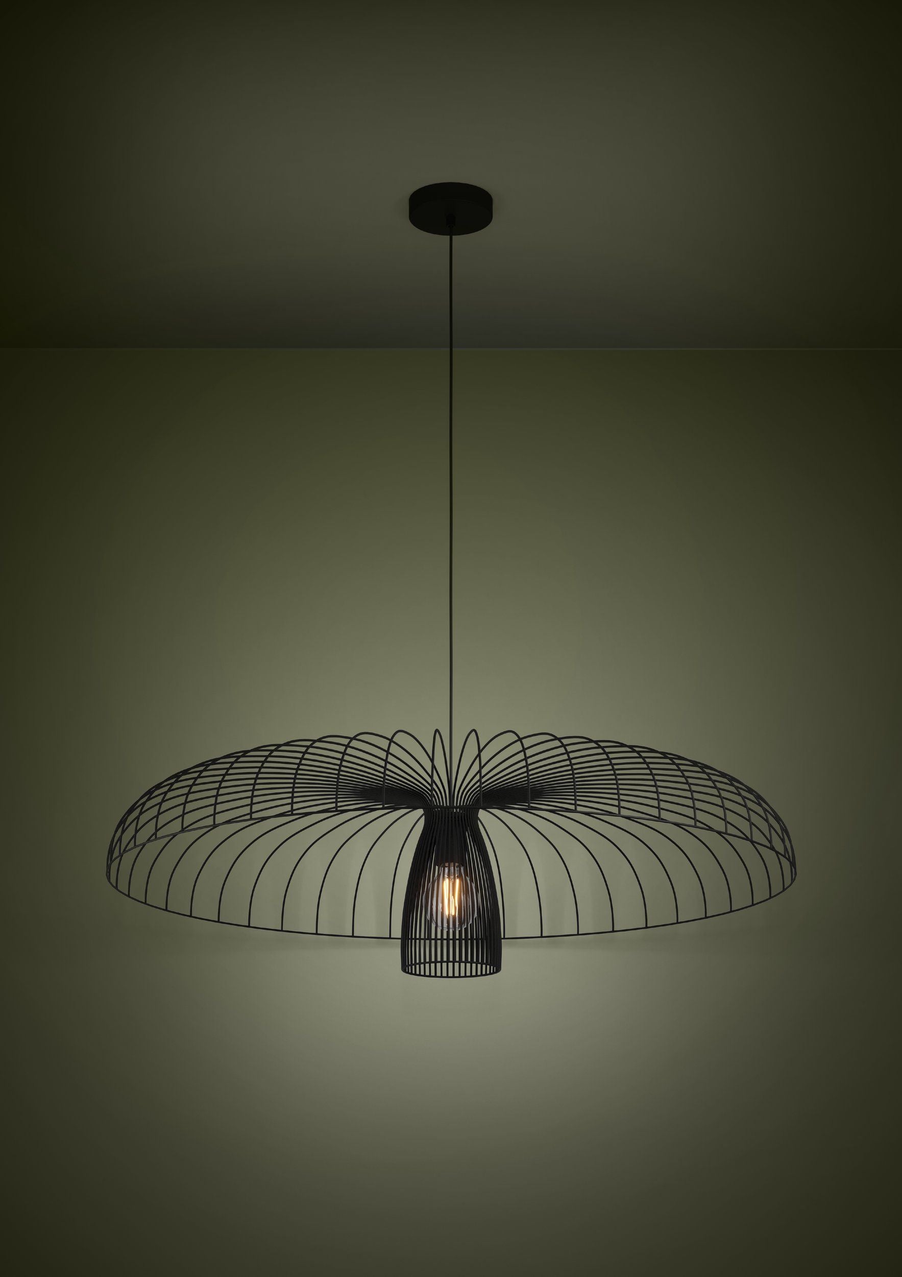 Champerico 98.5cm Black Mesh Cage Modern Industrial Pendant