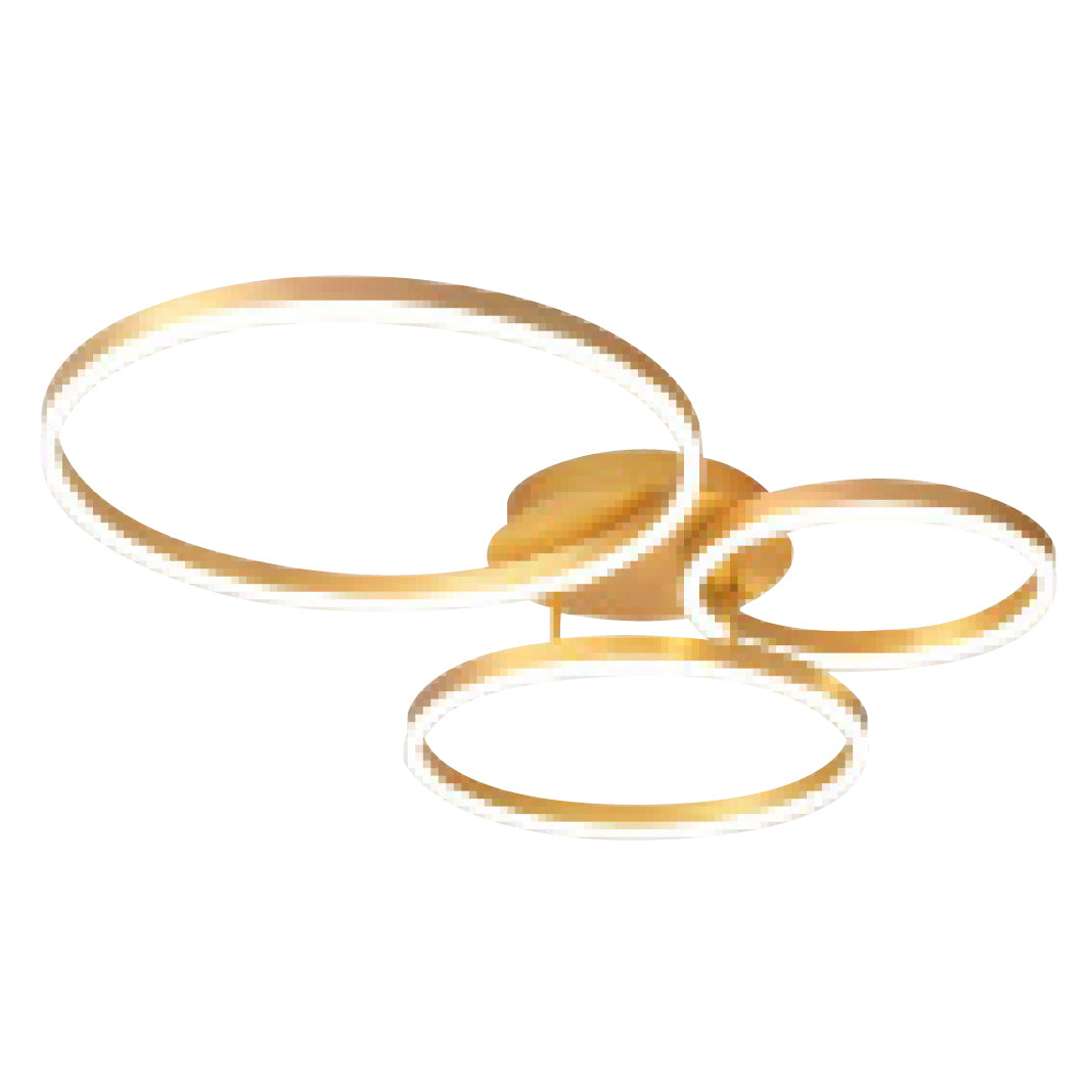 QL9113 Gold 3 Ring Round Tri-Colour with Remote Ceiling Light