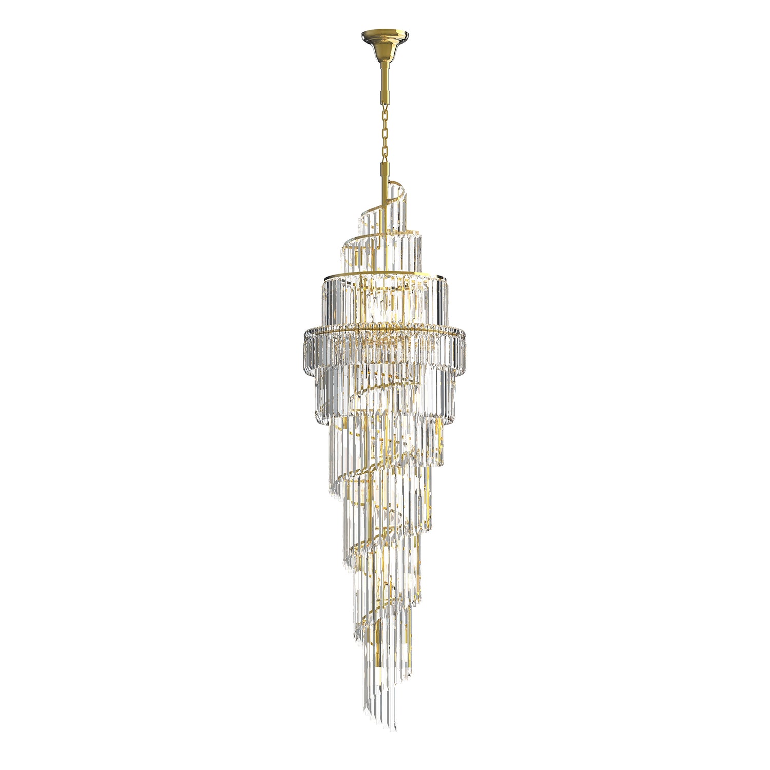 Bridie 2.1m Gold and Crystal Spiral Modern Classic Chandelier