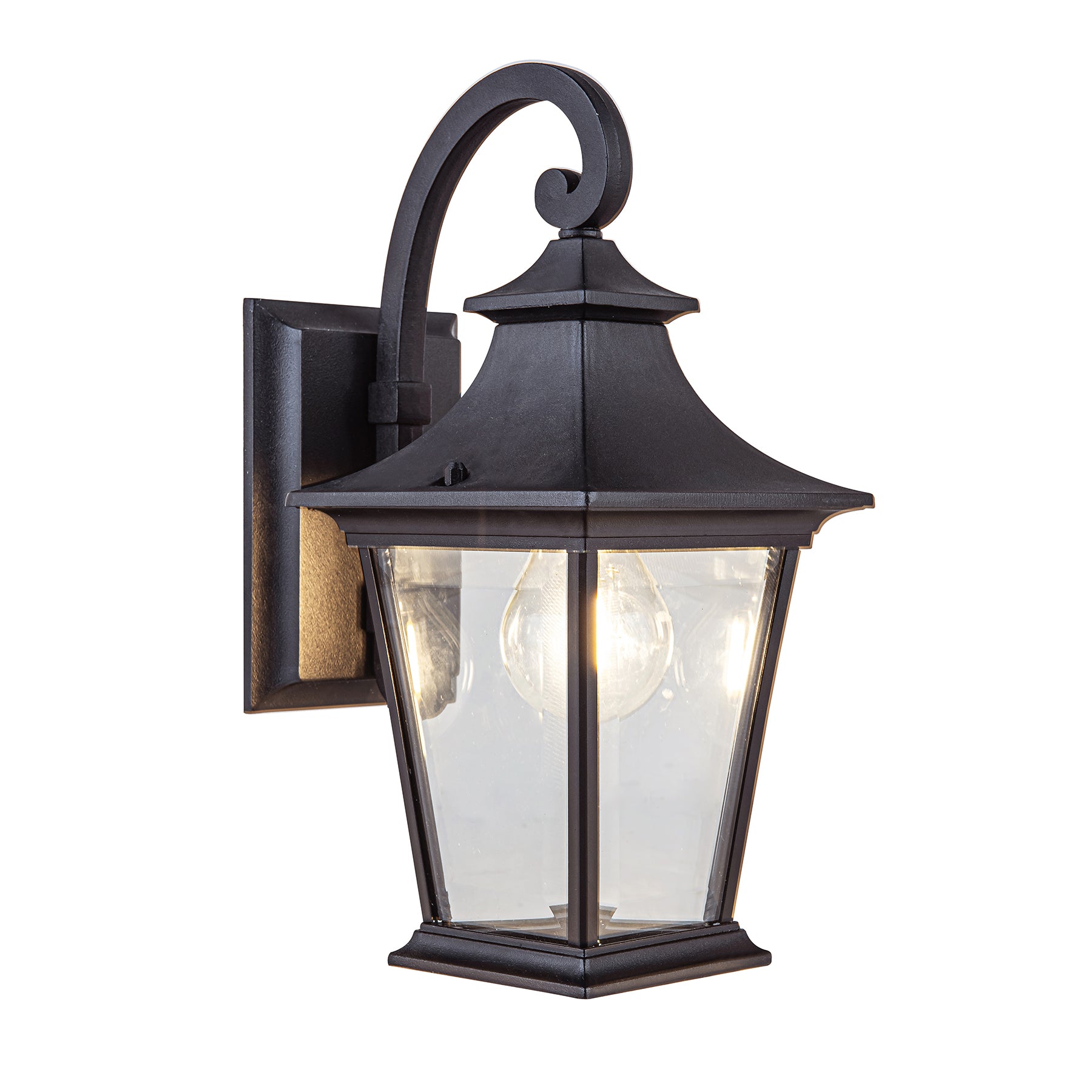 Carlisle Small Black with Clear Glass Traditional Outdoor Coach Light