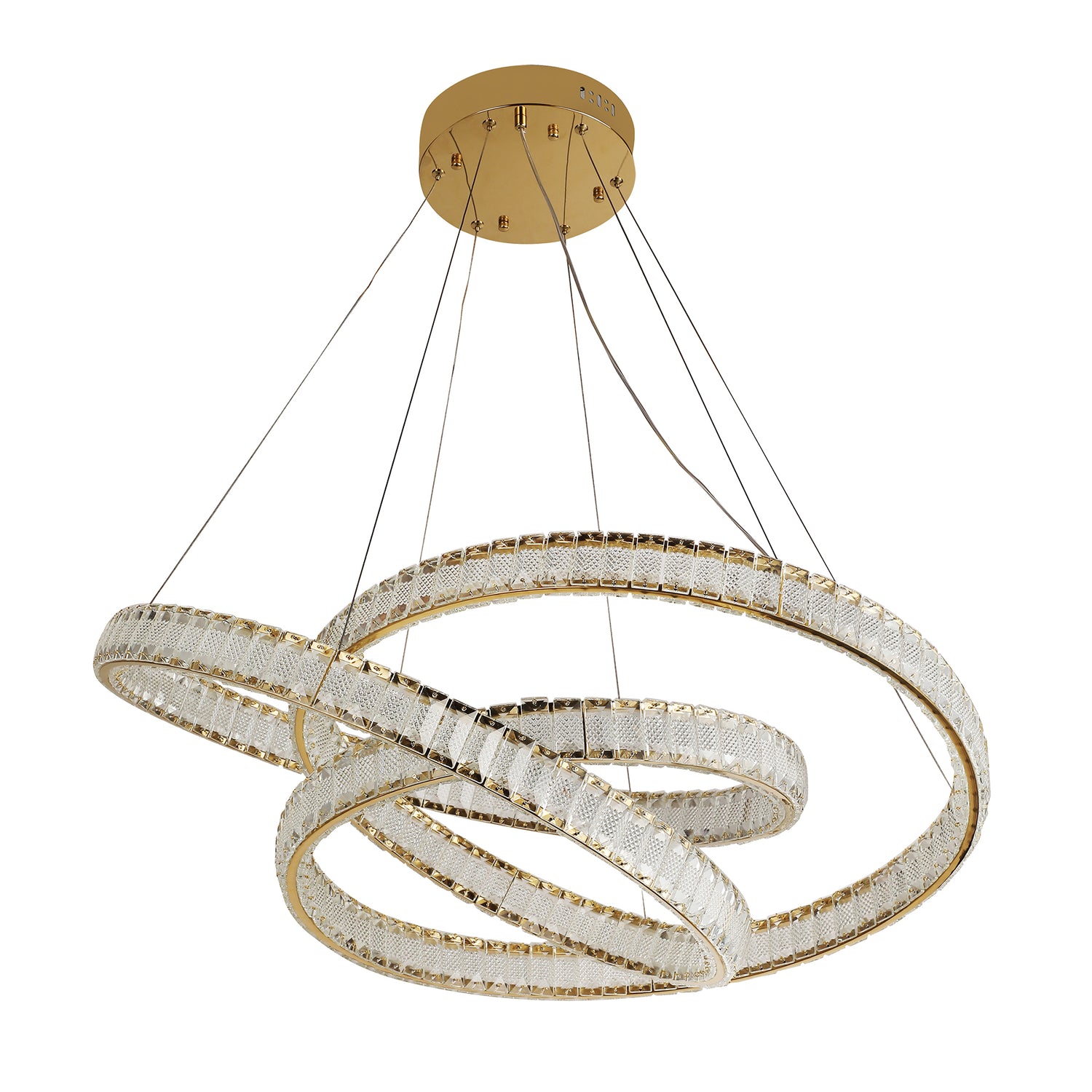 Infinity 800mm Gold and Crystal Tri-Colour Remote Controlled Chandelier