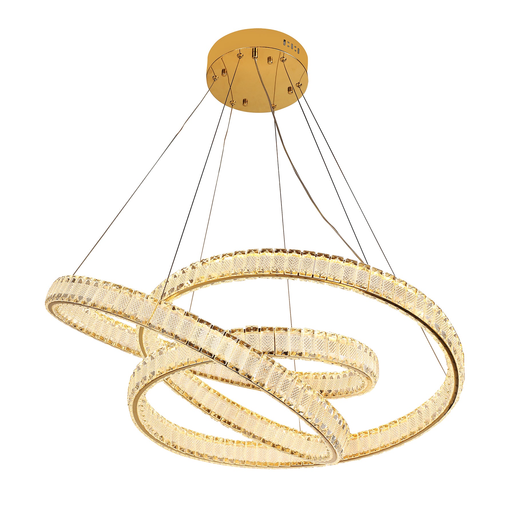 Infinity 800mm Gold and Crystal Tri-Colour Remote Controlled Chandelier