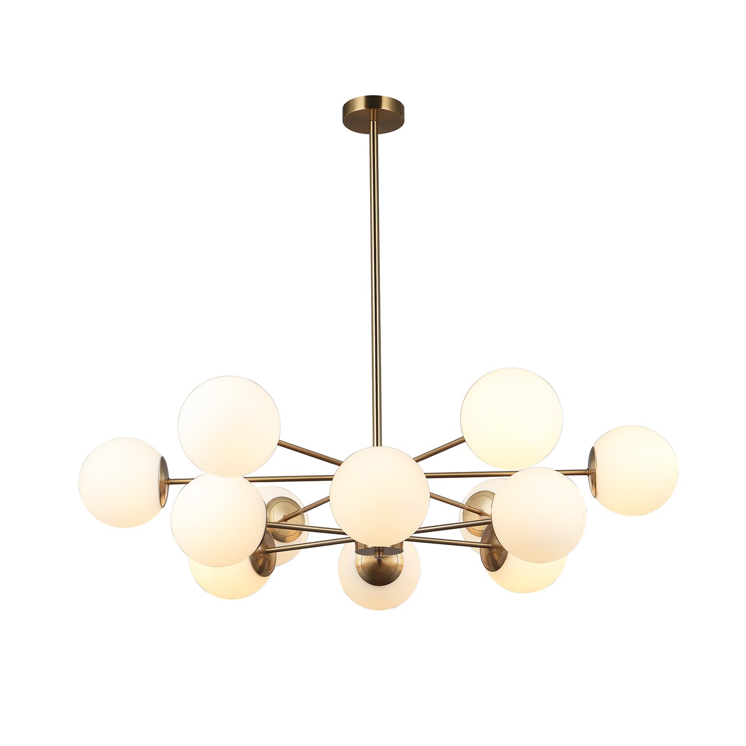 Kerang 12 Light Bronze and Opal Glass Industrial Pendant by Amond