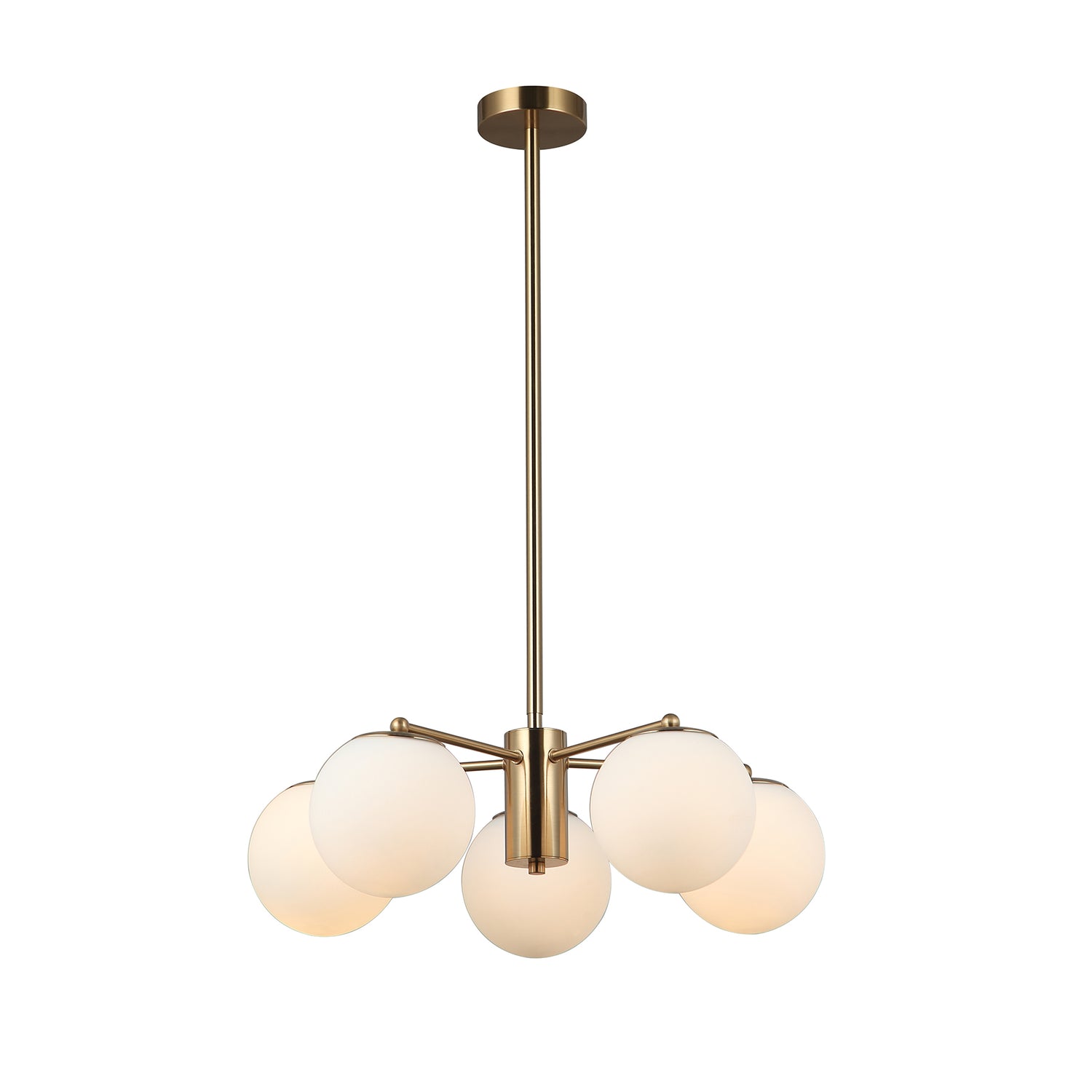 Kerang 5 Light Bronze and Opal Glass Industrial Pendant by Amond