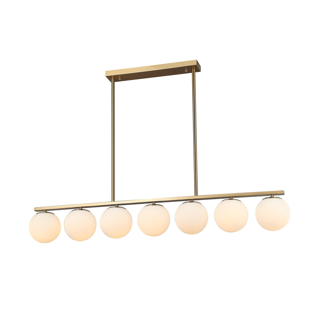 Kerang 7 Light Bar Bronze and Opal Glass Industrial Pendant by Amond