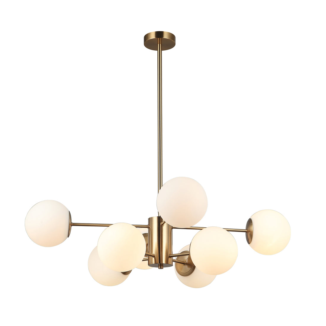 Kerang 8 Light Bronze and Opal Glass Industrial Pendant by Amond