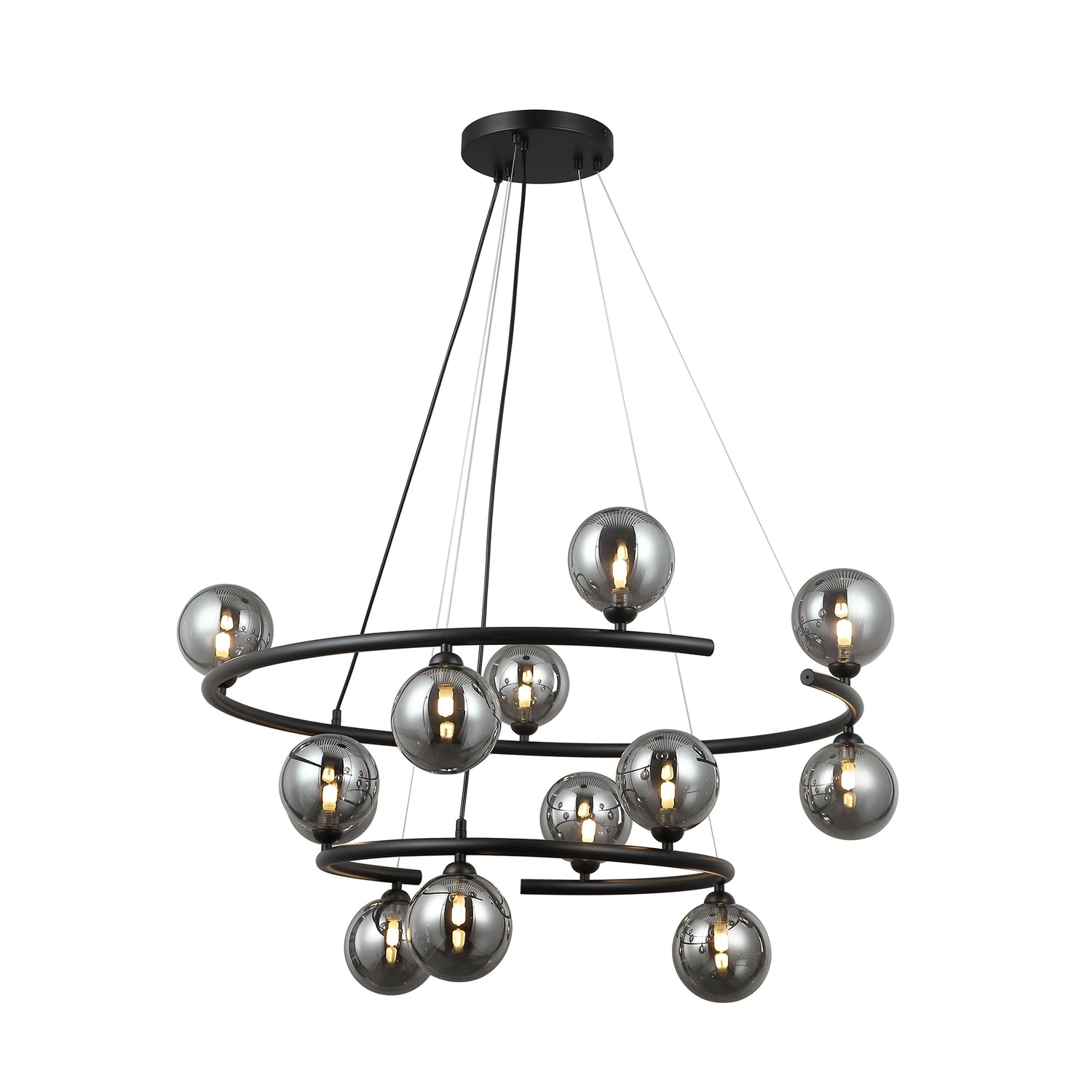 Kimba 13 Light Black and Smoke Contemporary Pendant