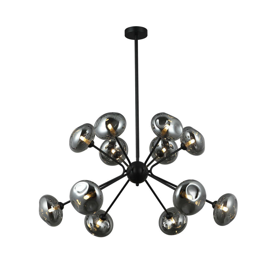 Oliver 12 Light Black and Smoke Contemporary Pendant