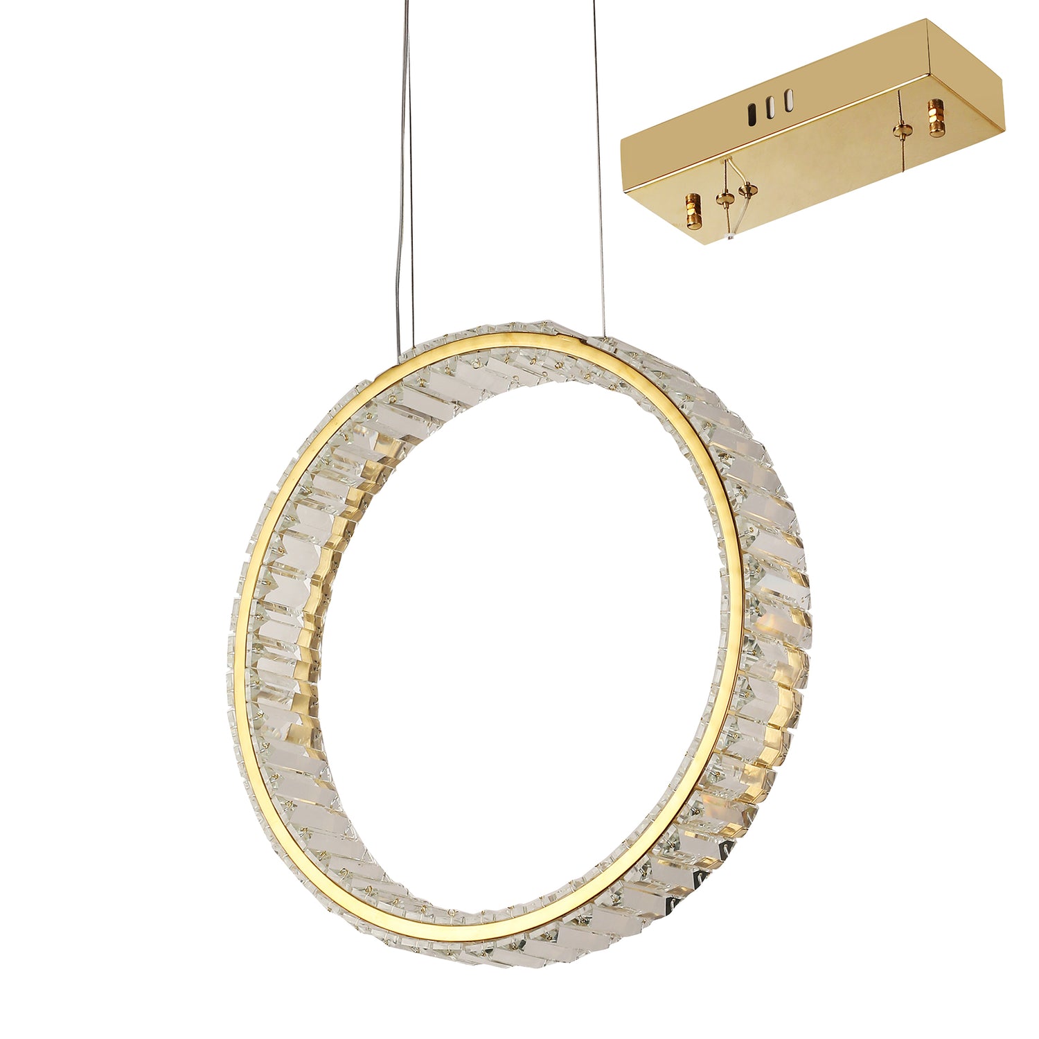 Ronda 400mm Gold and Crystal Tri-Colour Remote Controlled Chandelier