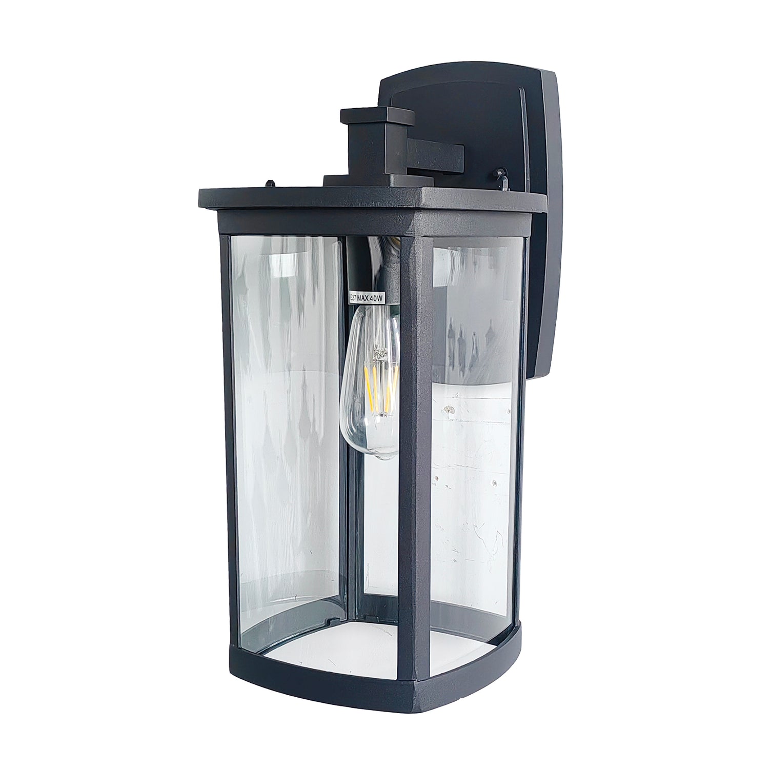 Stanford Small Black with Clear Glass Outdoor Coach Light