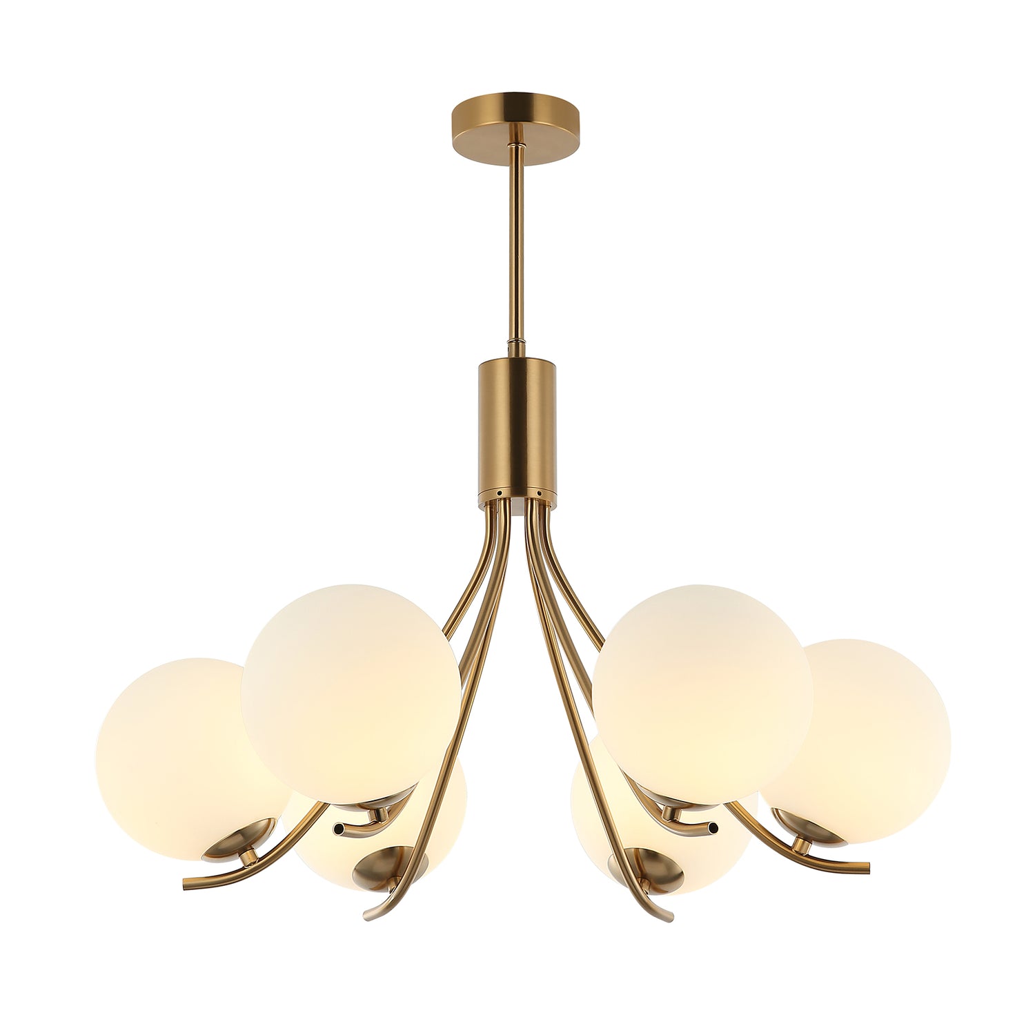 Tessa 6 Light Bronze and White Glass Modern Retro Pendant