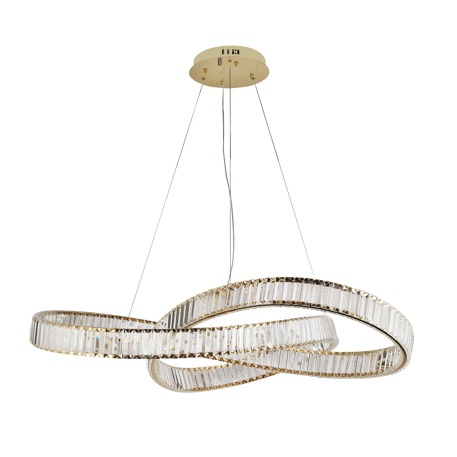 Venice 980mm Gold and Crystal Tri-Colour Remote Controlled Chandelier