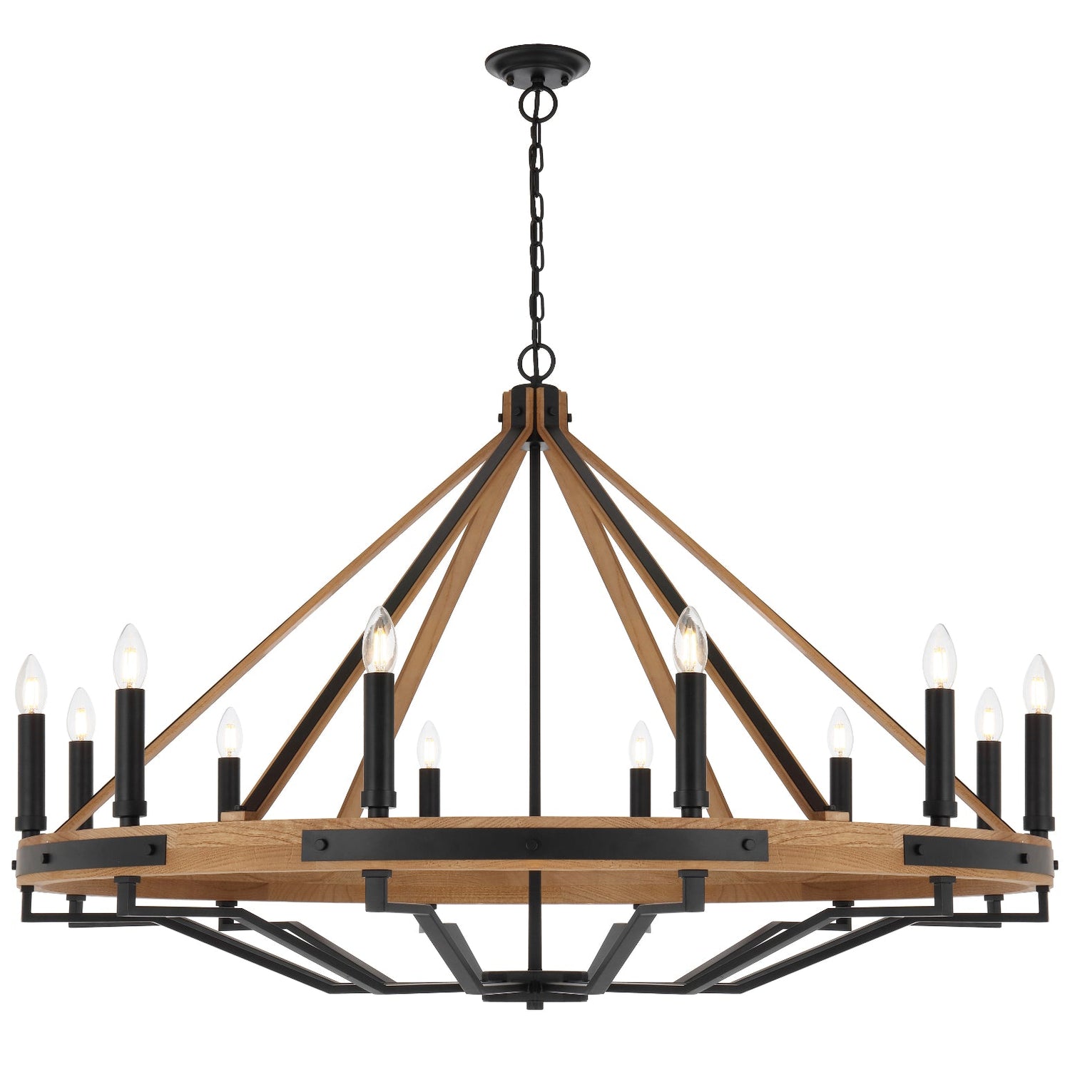 Darien 12 Light Ash Timber Rustic Vintage Pendant