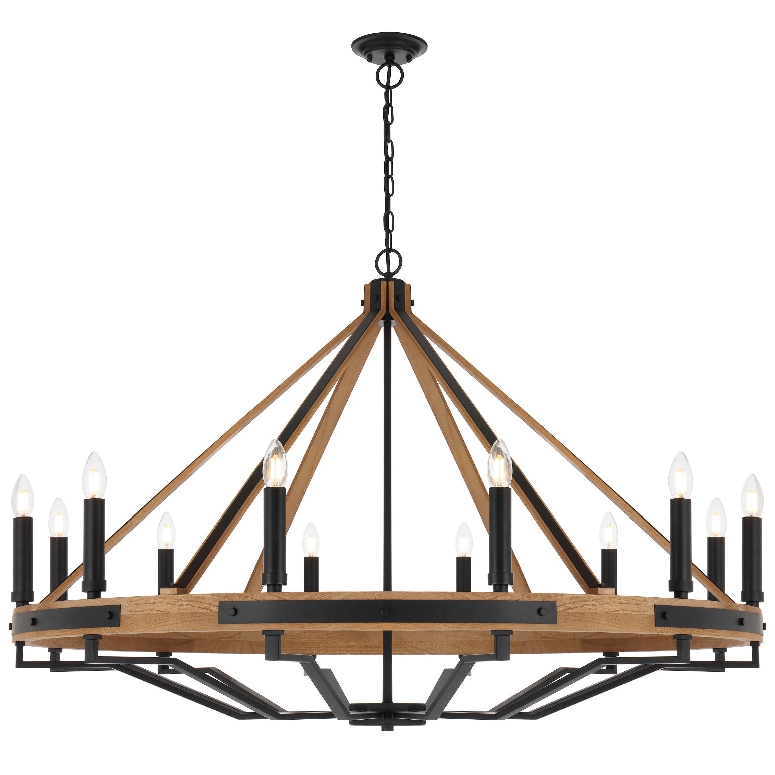 Darien 12 Light Ash Timber Rustic Vintage Pendant