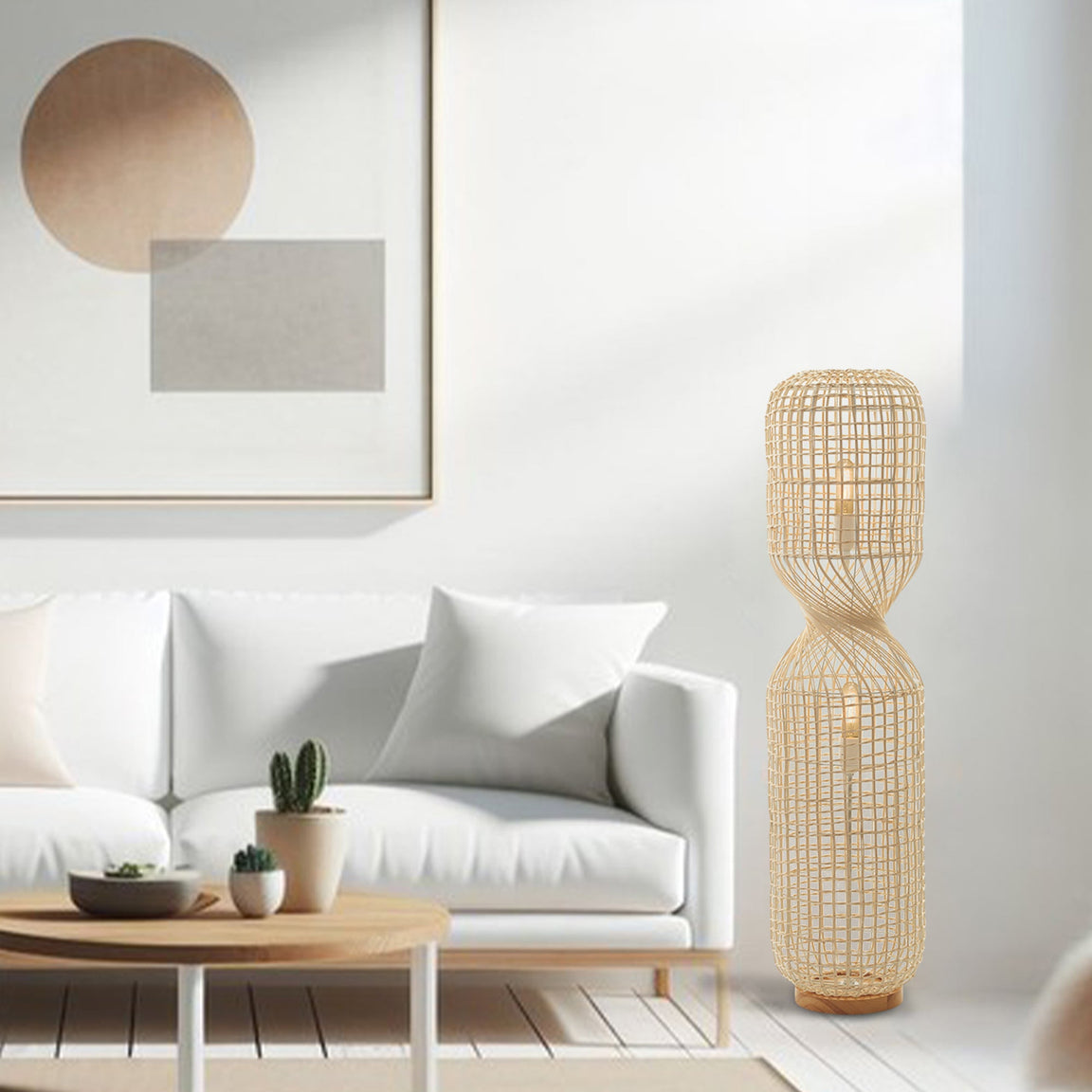 Twirla Large Rattan Modern Costal Floor Lamp