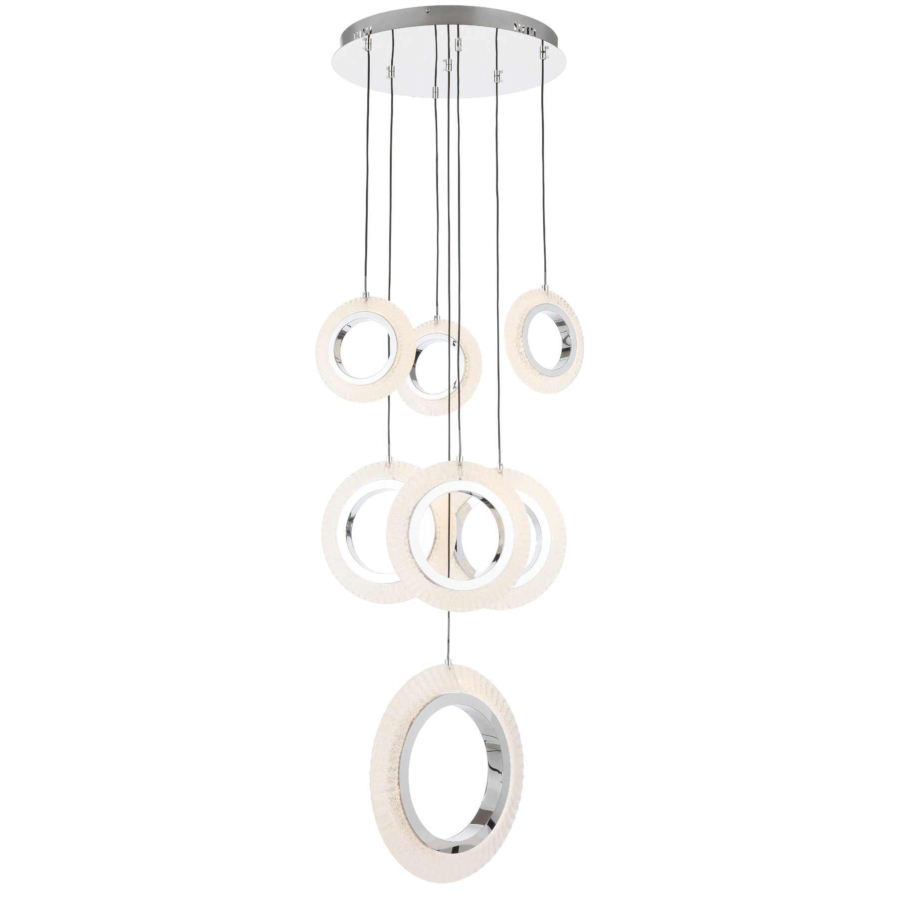 Luna 7 Ring Crystal Look LED Tri Colour 54w Pendant Local Lighting