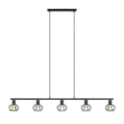 Marbell 5 Light Black with Smoke Glass Retro Classic Pendant