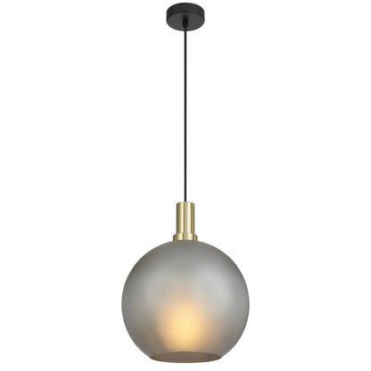 Patino 30cm Gold and Black with Grey Smoke Glass Modern Pendant