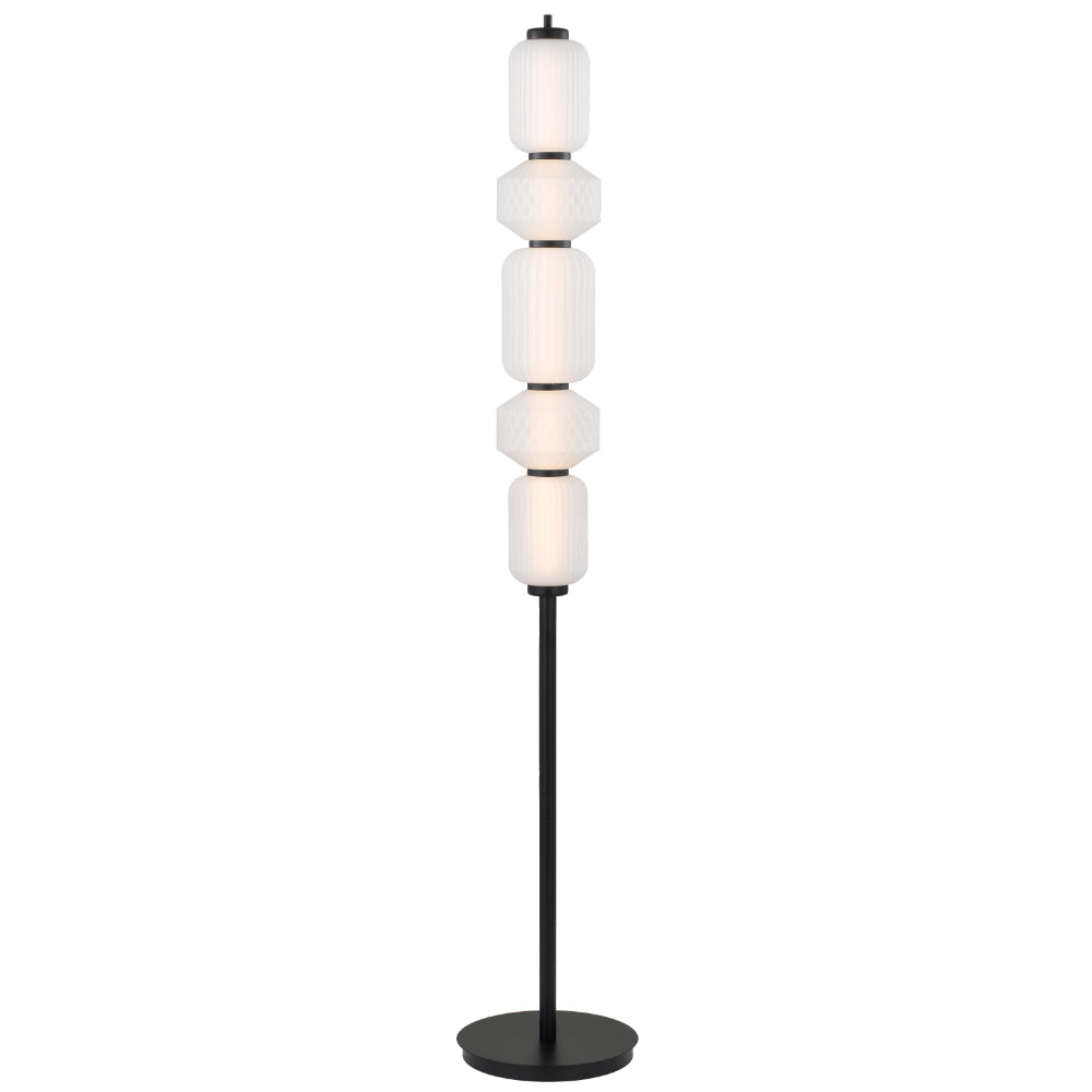 Torso Black Contemporary Warm White LED Floor Lamp with Textured Glass