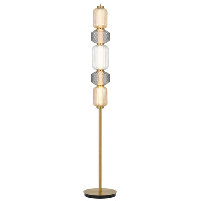 Torso Brass Contemporary Warm White LED Floor Lamp with Textured Glass