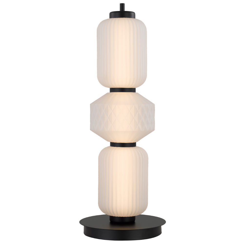 Torso Black Contemporary Warm White LED Table Lamp with Textured Glass