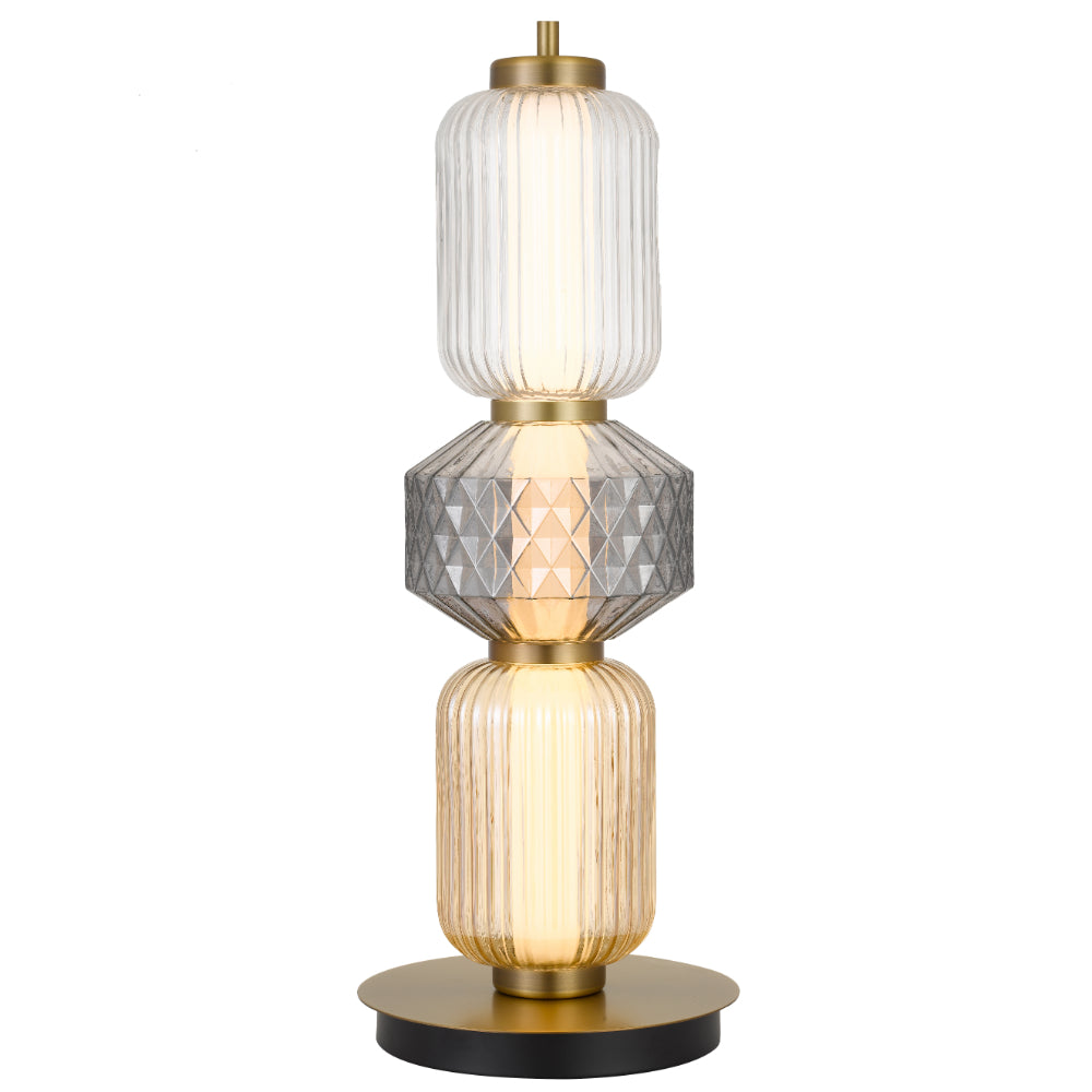 Torso Brass Contemporary Warm White LED Table Lamp with Textured Glass