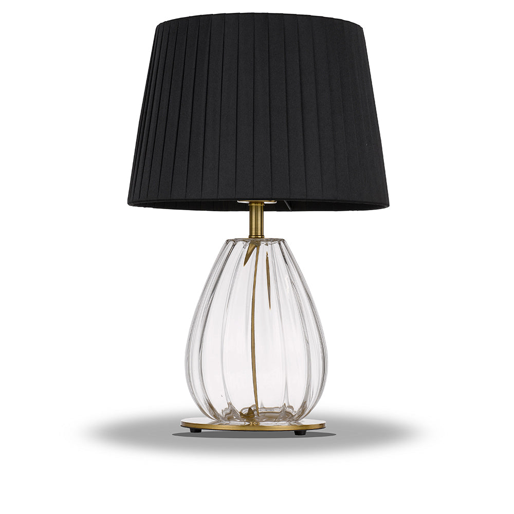 Veana Antique Gold, Black and Clear Glass Contemporary Table Lamp