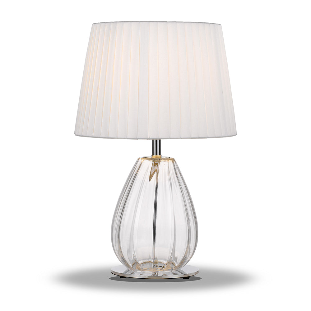 Veana Chrome, White and Clear Glass Contemporary Table Lamp