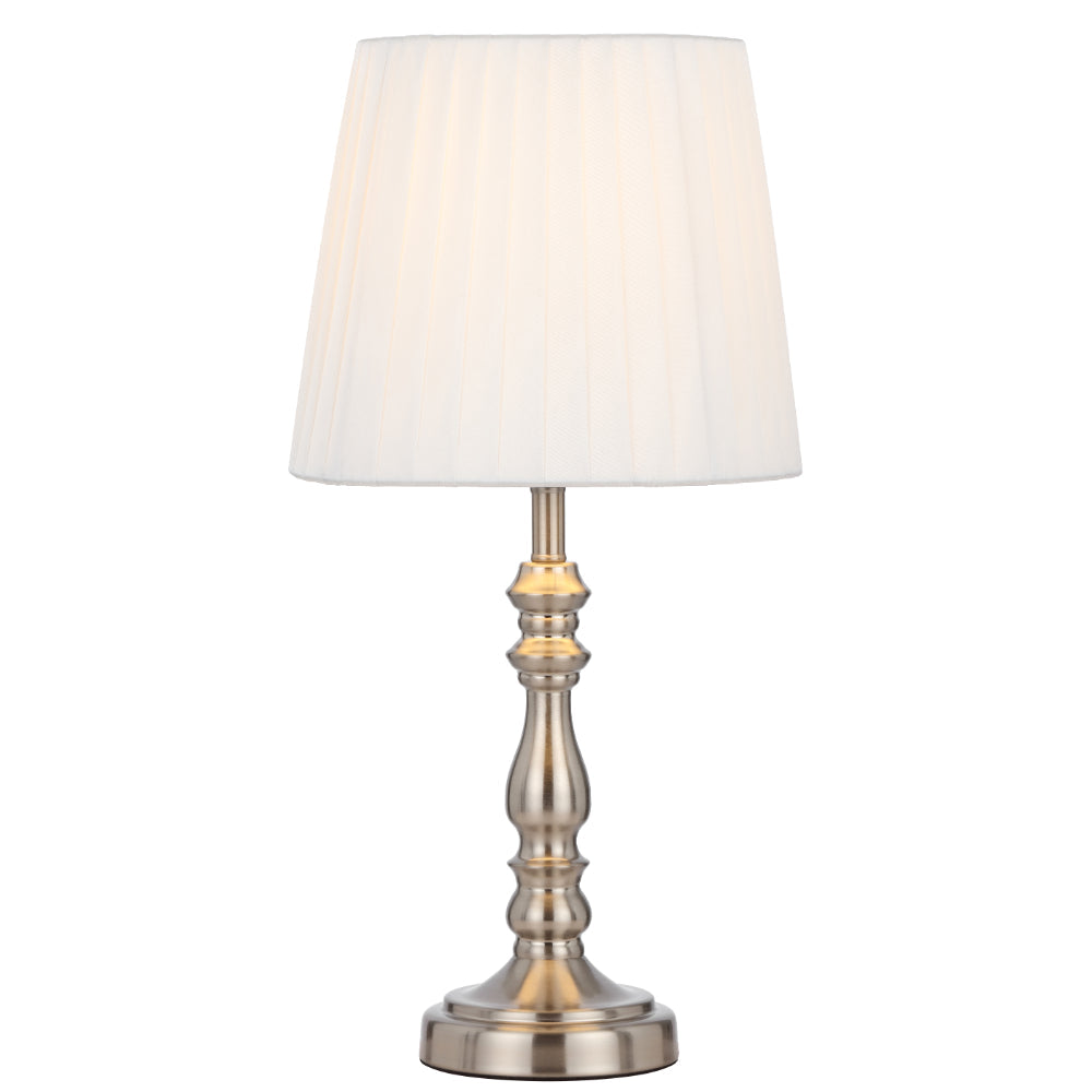 Vida Nickel with White Ivory Classic Table Lamp