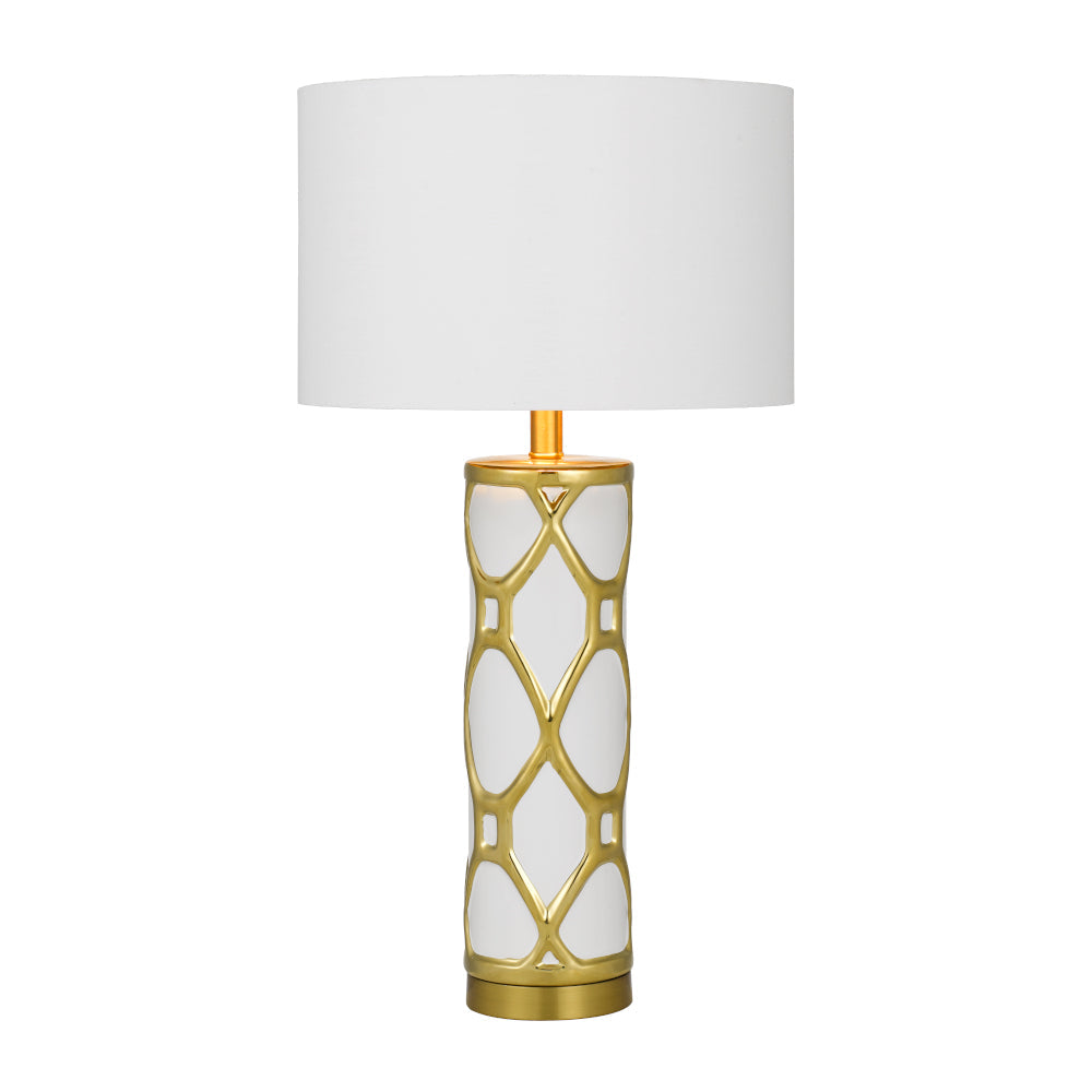 Vilma White and Gold Contemporary Retro Table Lamp