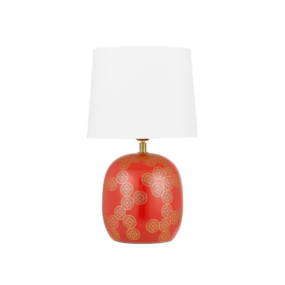 Wishes Red, Gold and White Ceramic Pattern Table Lamp