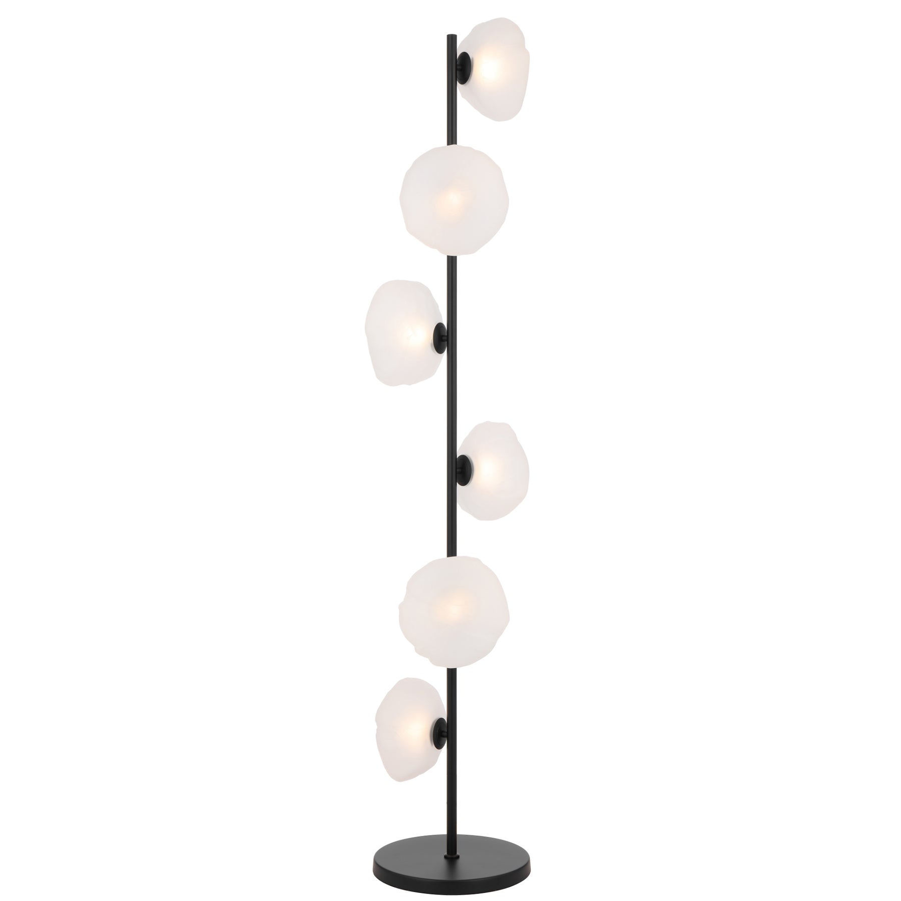 Zeeca 6 Light Black with Frost Textured Glass Contemporary Floor Lamp