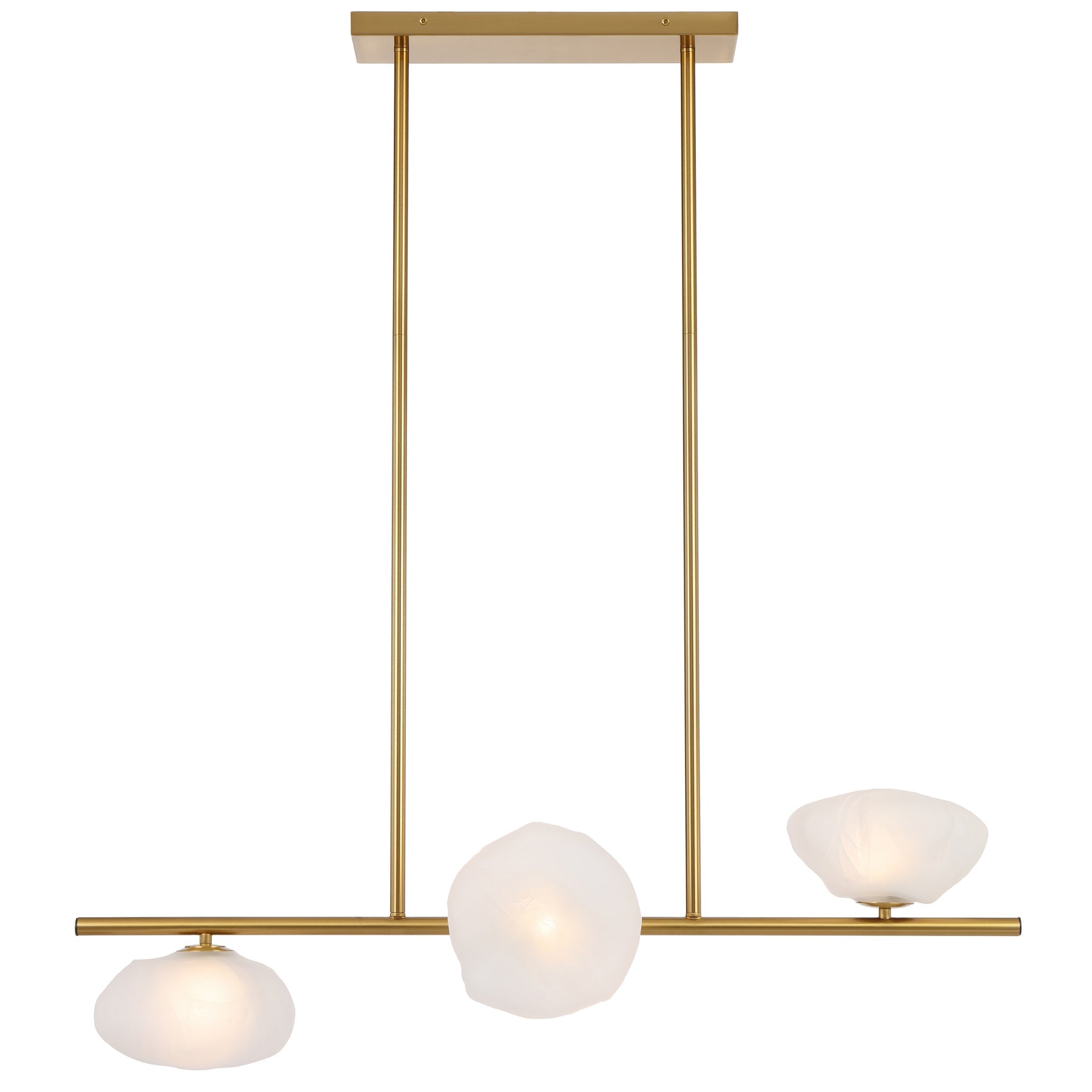 Zeeca 3 Light Horizontal Antique Gold with Frost Textured Glass Contemporary Linear Pendant