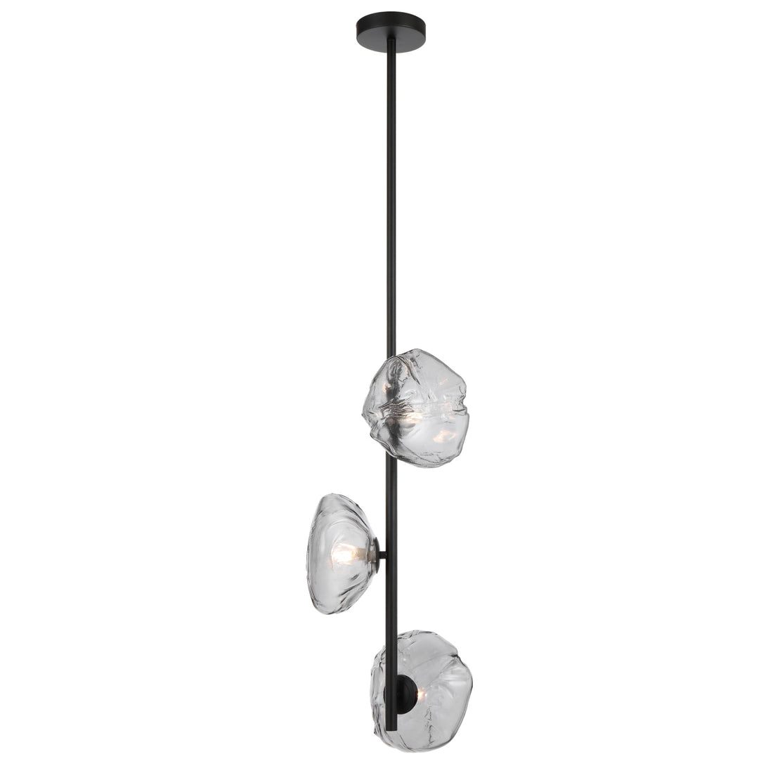 Zeeca 3 Light Vertical Black with Smoke Textured Glass Contemporary Pendant