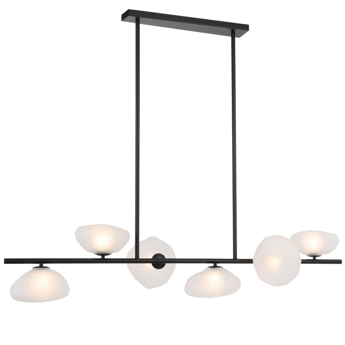 Zeeca 6 Light Black with Frost Textured Glass Contemporary Linear Pendant