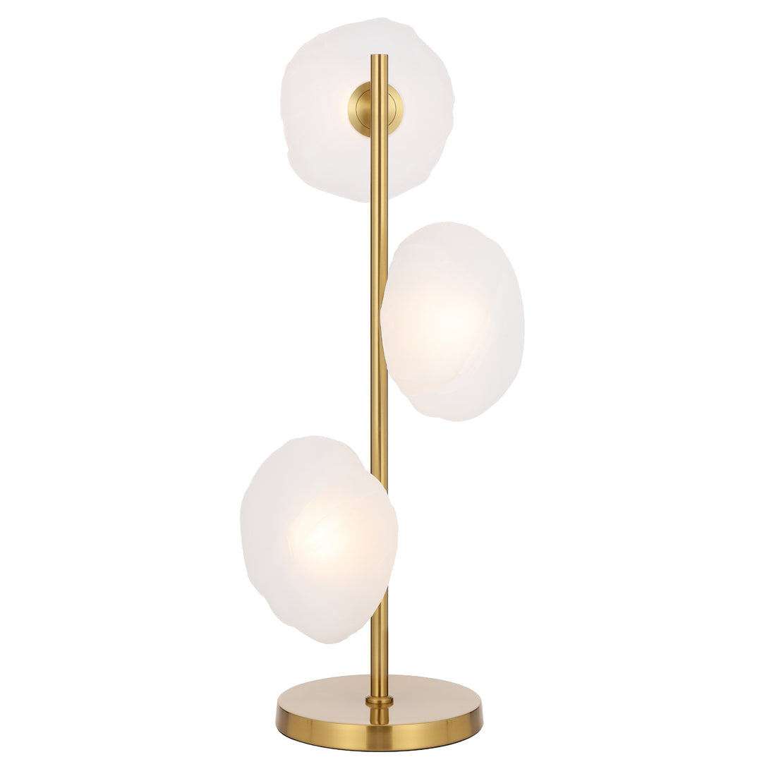 Zeeca 3 Light Antique Gold with Frost Textured Glass Contemporary Table Lamp