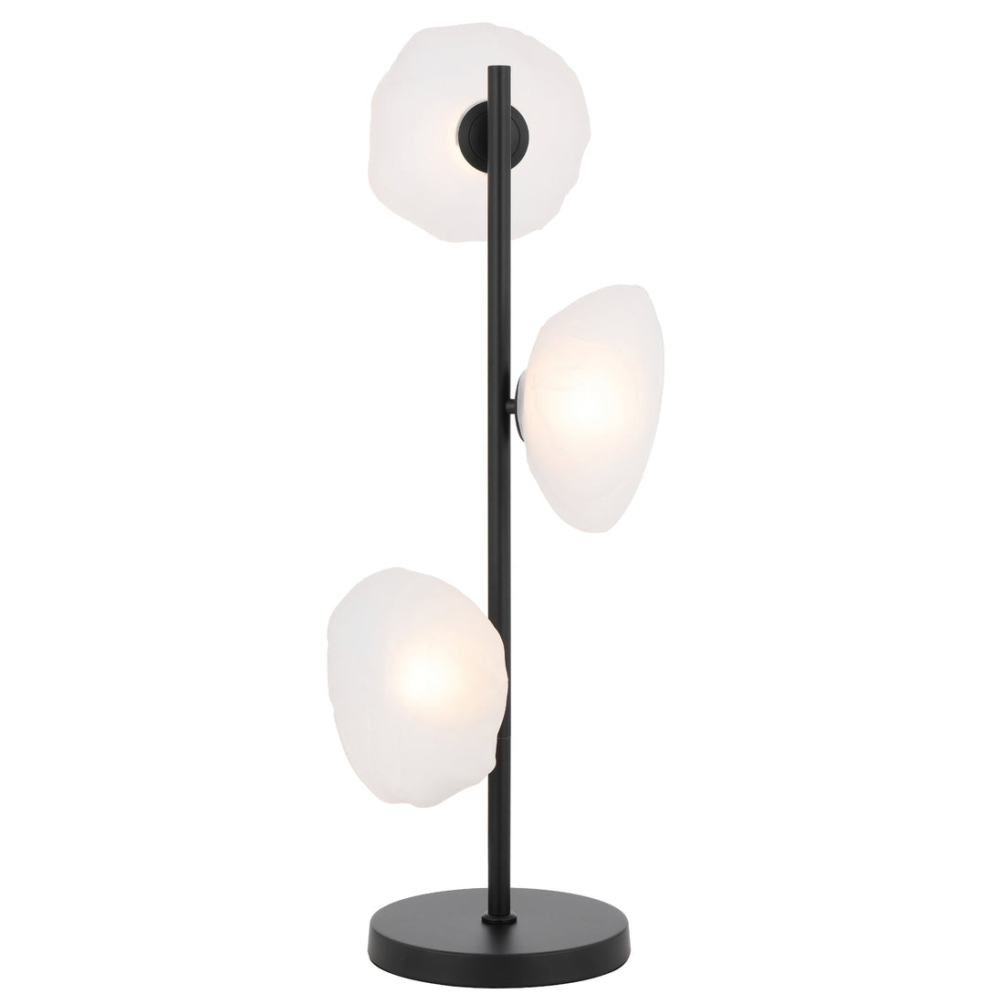 Zeeca 3 Light Black with Frost Textured Glass Contemporary Table Lamp