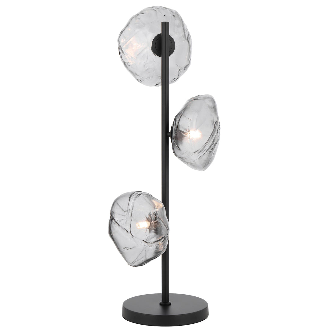 Zeeca 3 Light Black with Smoke Textured Glass Contemporary Table Lamp