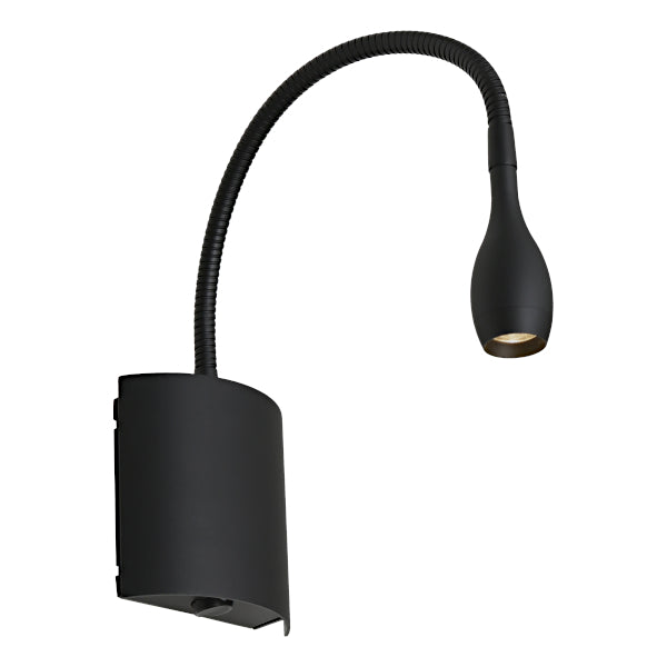 Lund Black 3w 3000k LED Adjustable Arm Modern Wall Light