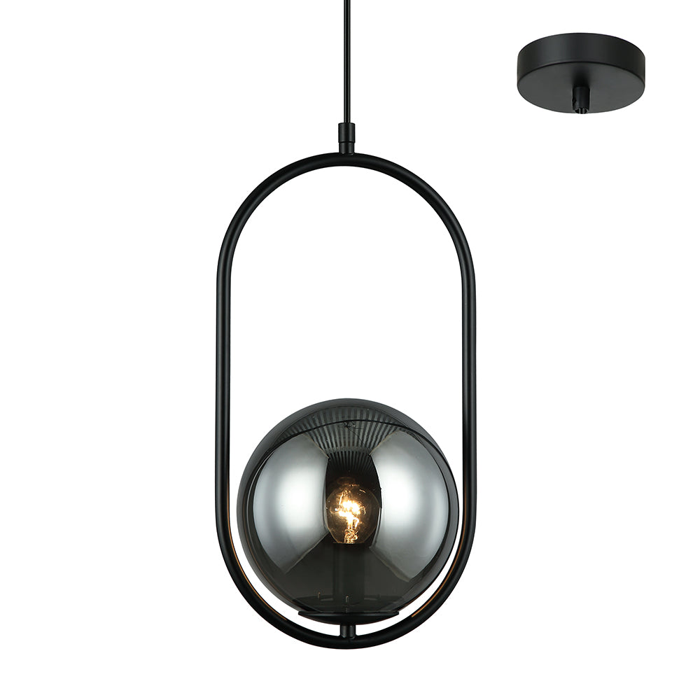 Fifi Oval Black and Smoke Modern Pendant