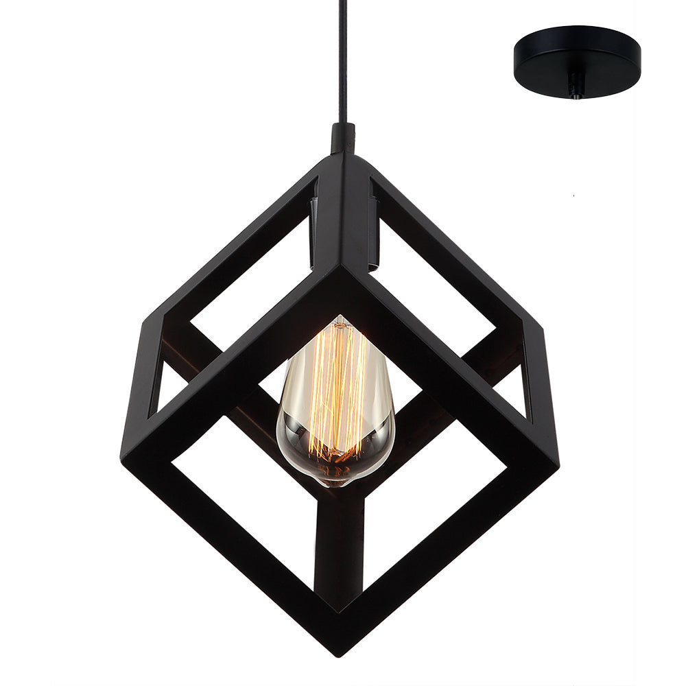 Black cube store pendant light