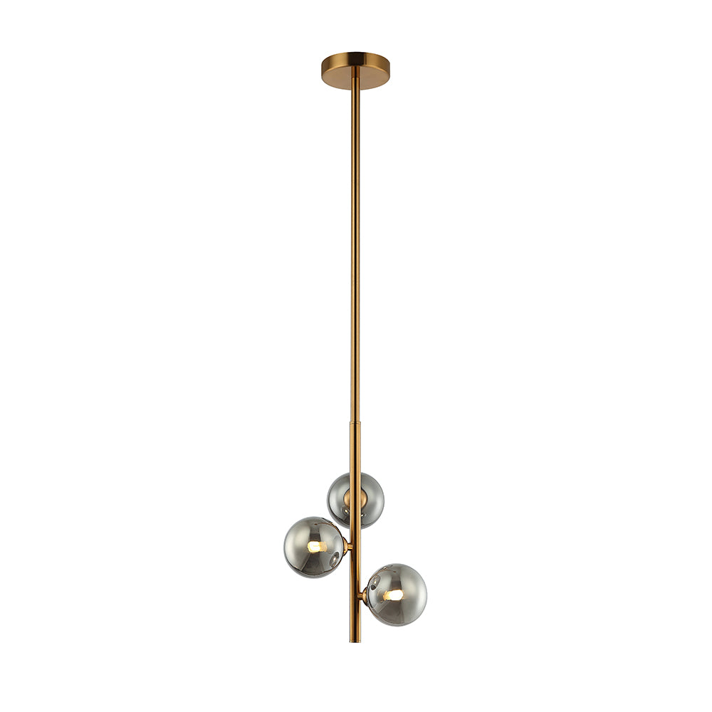 Sunita 3 Light Bronze and Smoke Glass Modern Retro Pendant