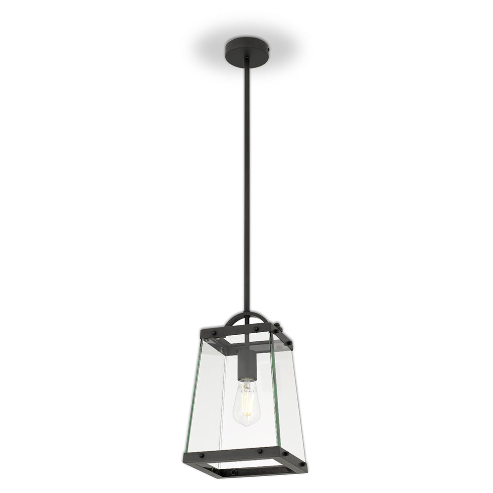 Colair 1 Light Black and Glass Classic Pendant