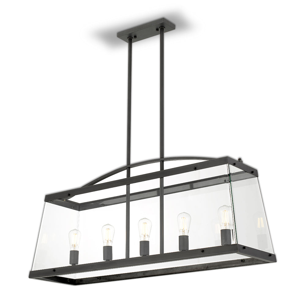 Colair 5 Light Bar Black and Glass Classic Pendant