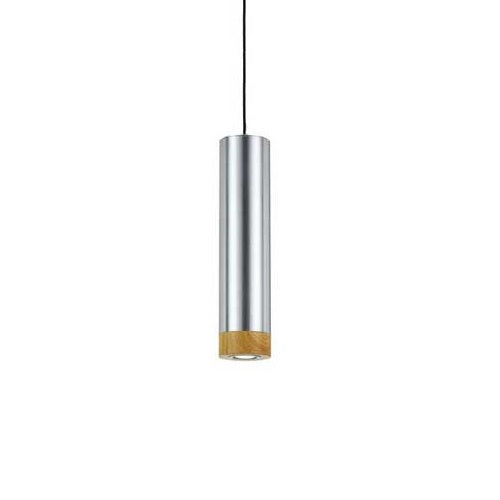 Dakota Aluminium/Oak Large Cylinder Pendant