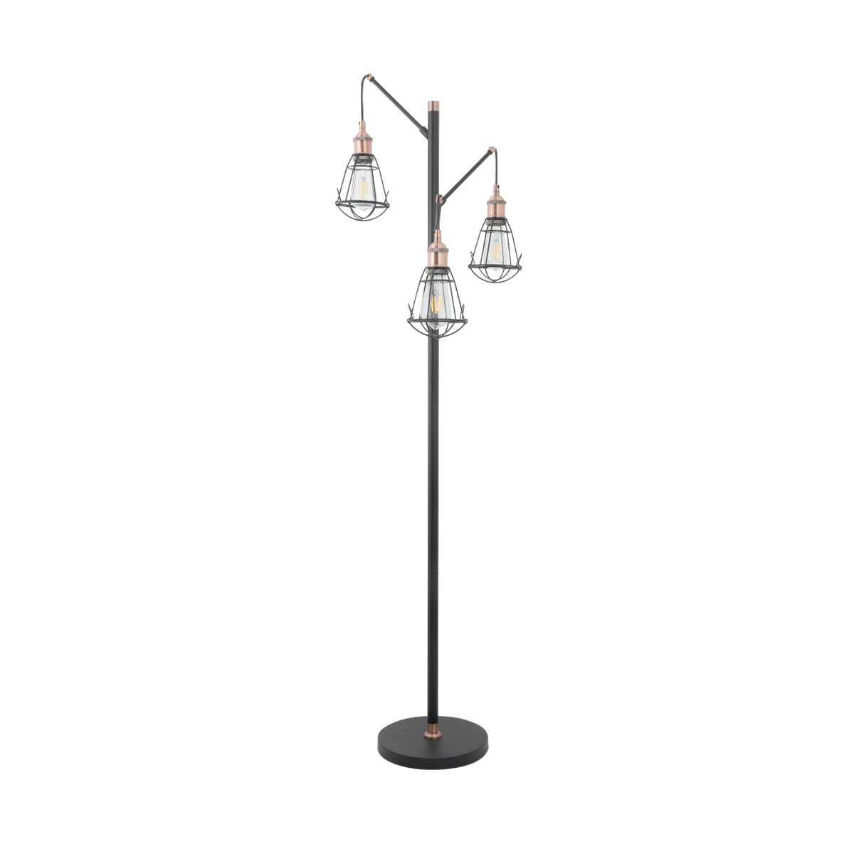 Zehra Black and Copper Industrial Floor Lamp