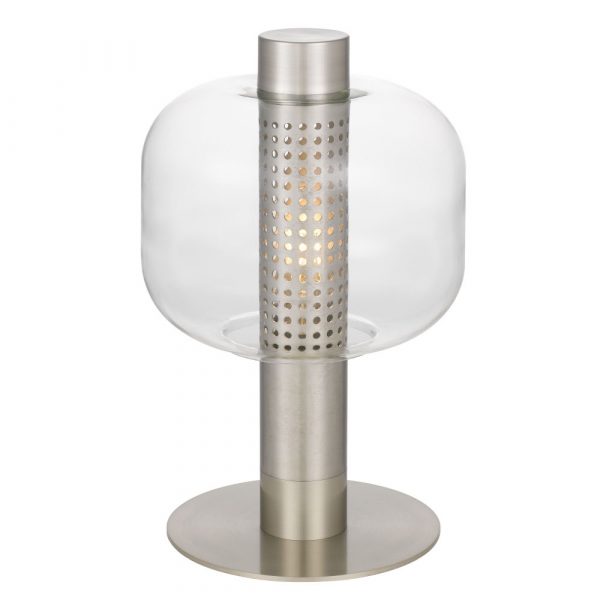 Parola Nickel with Clear Glass Contemporary Table Lamp