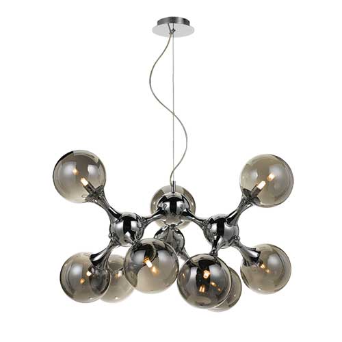 Cosmic 9 Light Grey-chrome Cluster Glass Branch Pendant